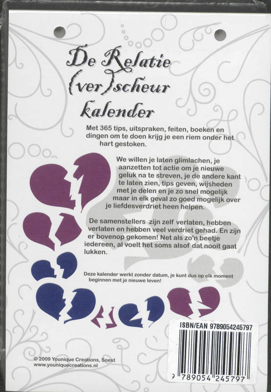 Achterkant van Scheurkalender 2010 Relatie(ver)scheurkalender