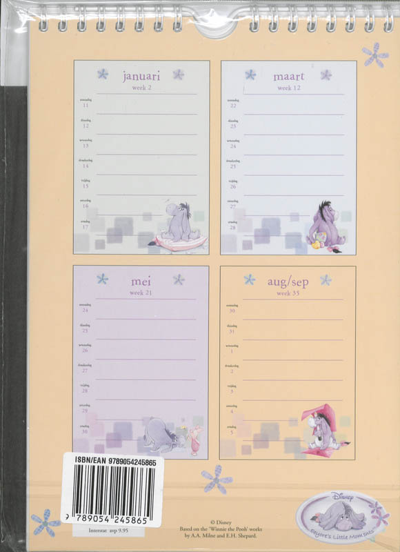 Achterkant van Weekkalender 2010 Eeyore