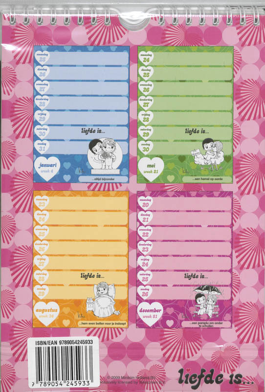 Achterkant van Weekkalender 2010 Liefde is