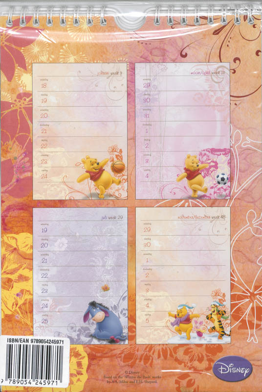 Achterkant van Weekkalender 2010 Winnie the Pooh