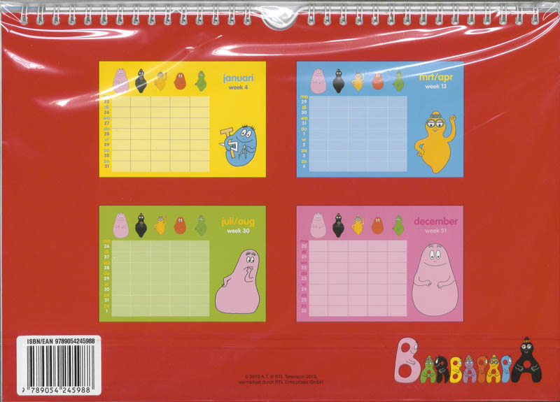 Achterkant van Familyplanner 2010 Barbapapa