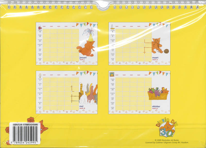 Achterkant van Familieplanner 2010 Dikkie Dik