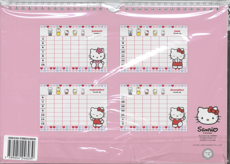 Achterkant van Familieplanner 2010 Hello Kitty