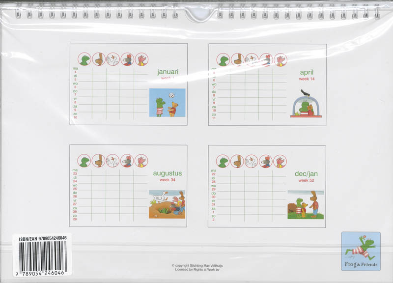 Achterkant van Familieplanner 2010 Kikker