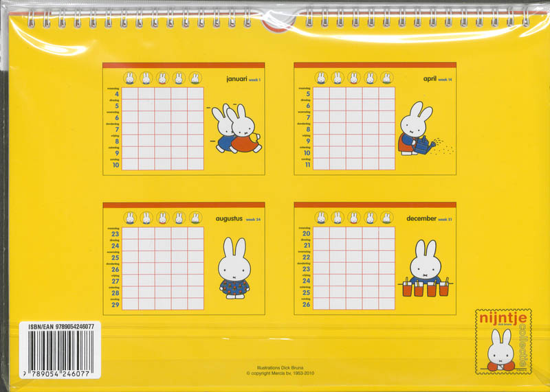 Achterkant van Familieplanner 2010 Nijntje