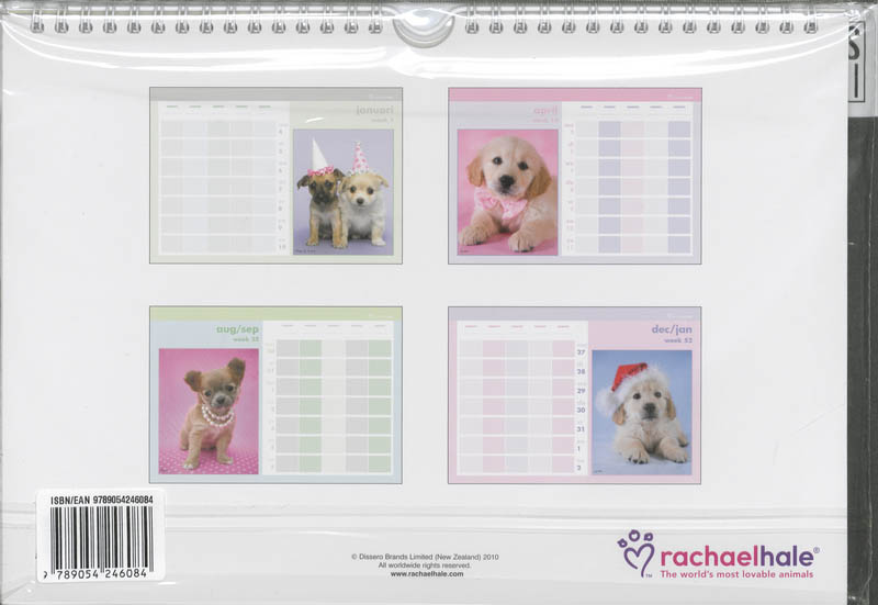 Achterkant van Familieplanner 2010 Rachael Hale Honden