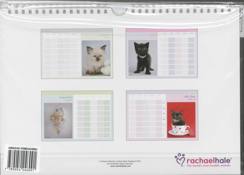 Achterkant van Familieplanner 2010 Rachael Hale Katten