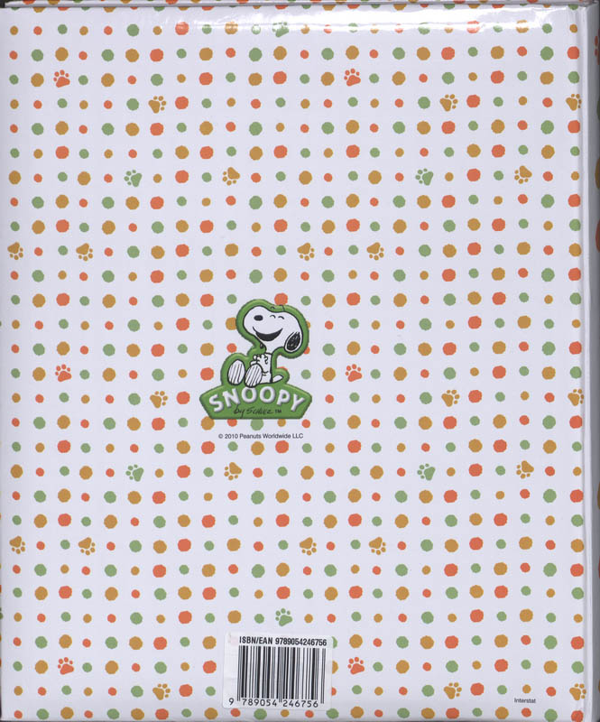 Achterkant van Snoopy Babyboek