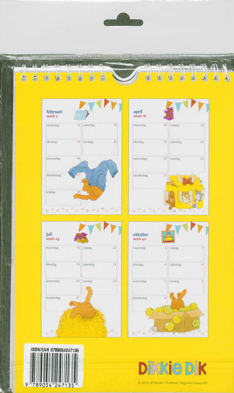 Achterkant van Dikkie Dik Weekkalender 2011