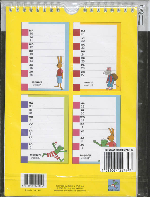 Achterkant van Weekkalender 2011