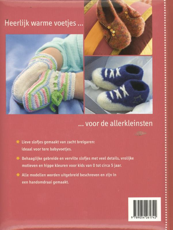 Achterkant van Brei de mooiste babyslofjes en kinderpantoffels