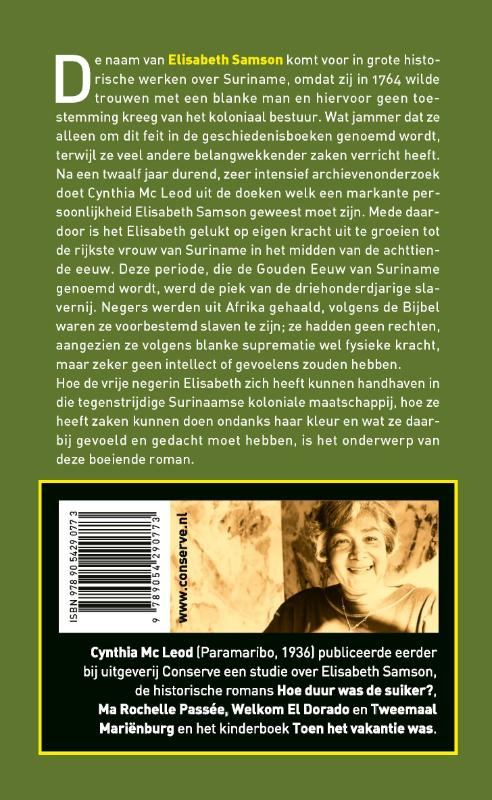 Achterkant van De vrije negerin Elisabeth