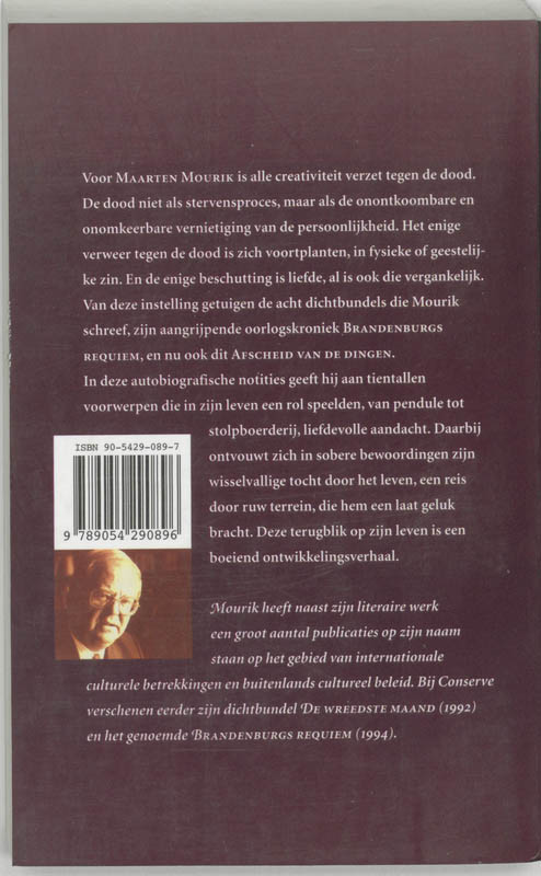 Achterkant van Afscheid van de dingen