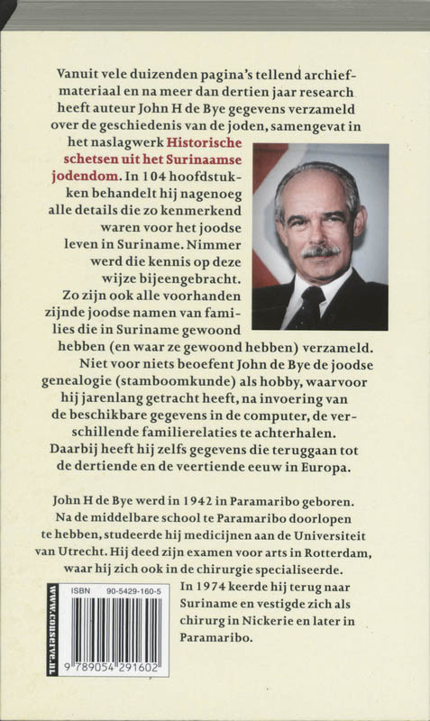 Achterkant van Historische schetsen uit het Surinaamse jodendom