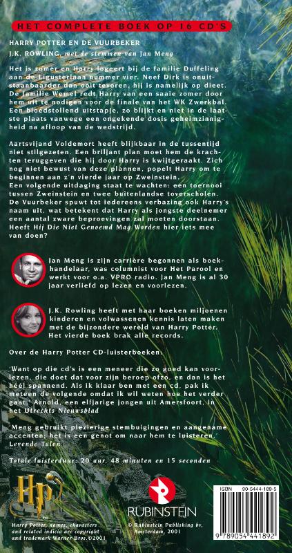 Achterkant van Harry Potter en de vuurbeker