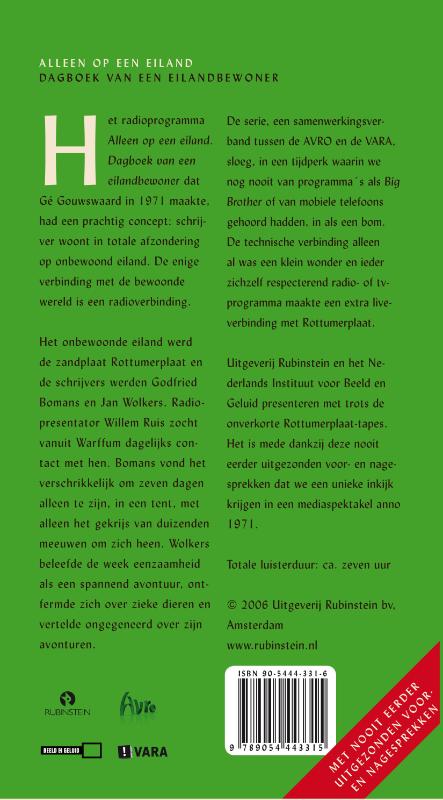 Achterkant van Alleen op een eiland 6 cd's