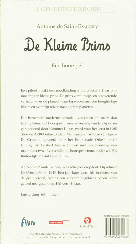 Achterkant van De kleine prins