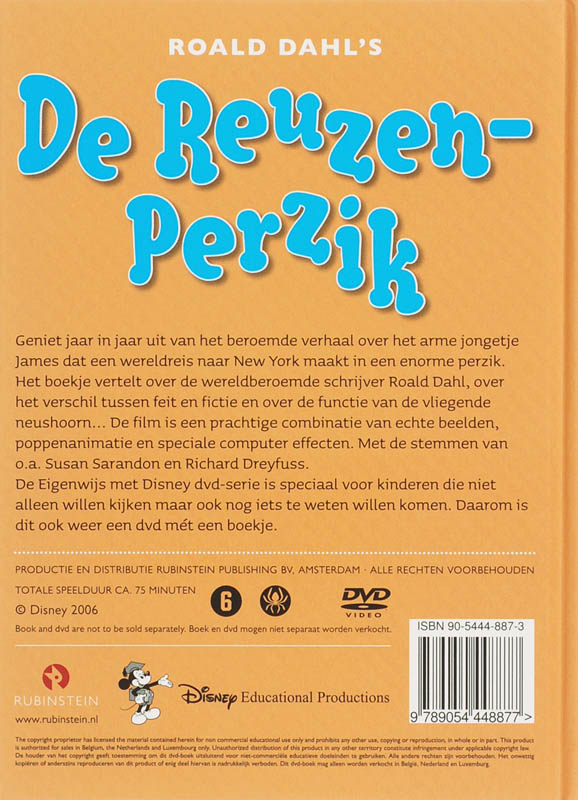 Achterkant van Roald Dahl's De Reuzenperzik