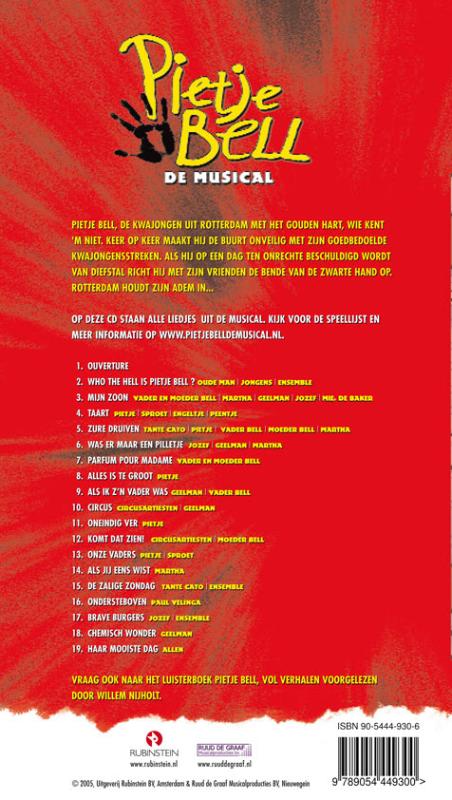 Achterkant van Pietje Bell - De Musical 1 CD