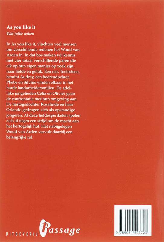 Achterkant van As you like it