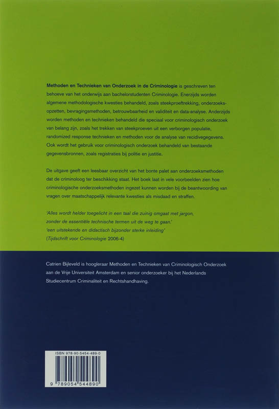 Achterkant van Methoden en Technieken van Onderzoek in de Criminologie