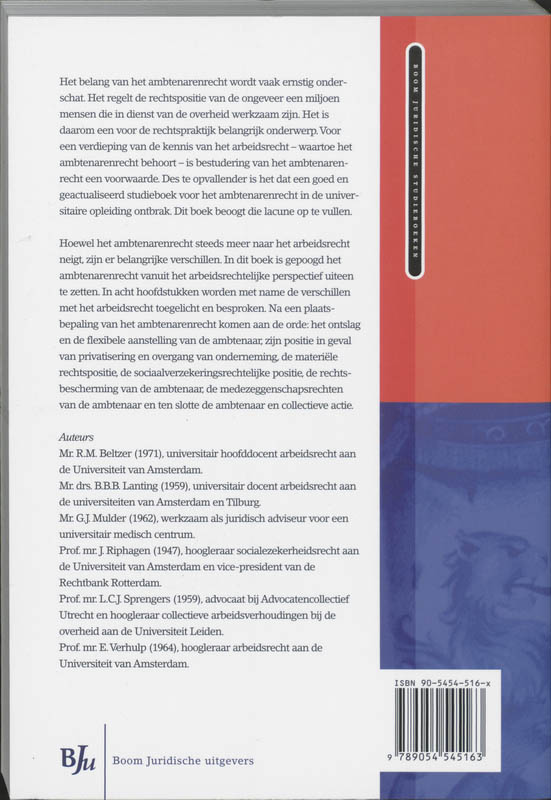 Achterkant van Inleiding Nederlands ambtenarenrecht