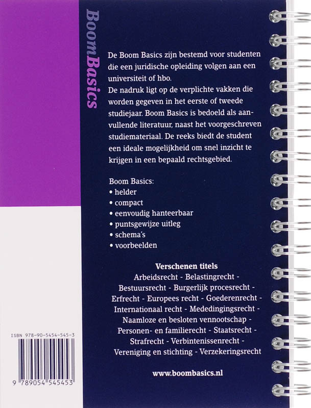 Achterkant van Boom Basics Europees recht
