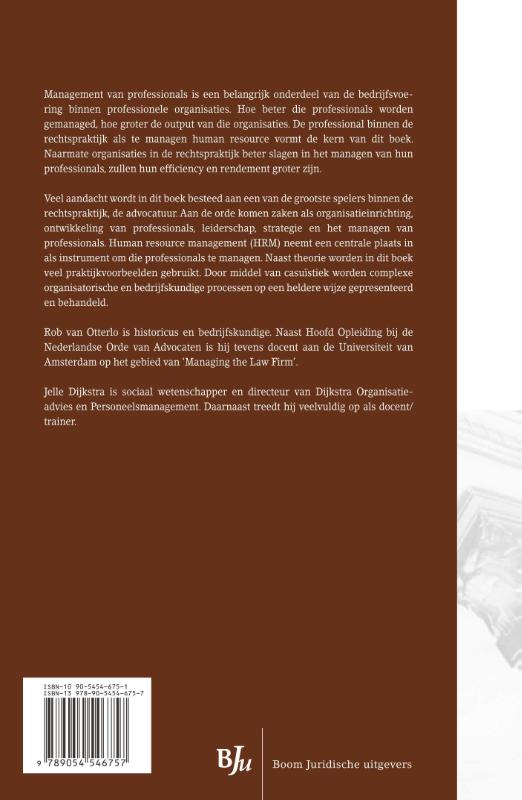 Achterkant van Management & Organisatie binnen de professionele juridische dienstverlening