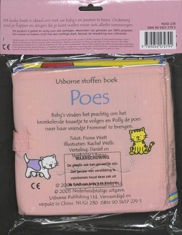 Achterkant van Poes - Usborne stoffen boek