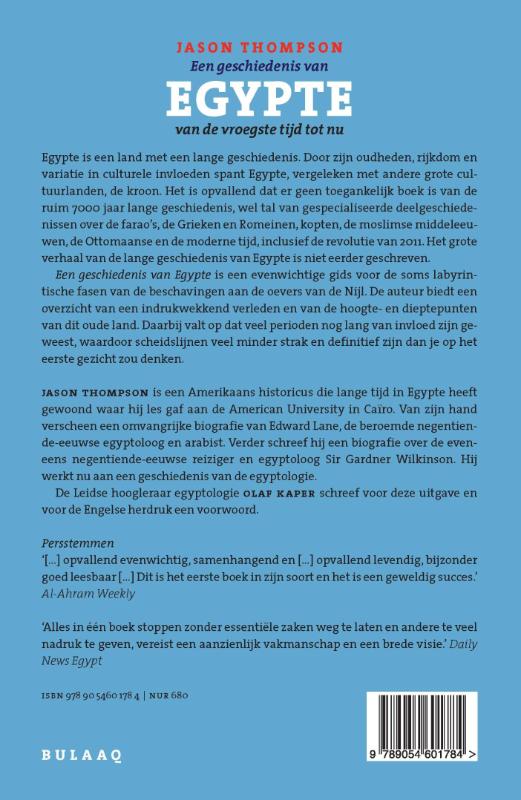 Achterkant van Een geschiedenis van Egypte