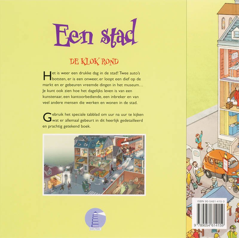 Achterkant van Een stad de klok rond
