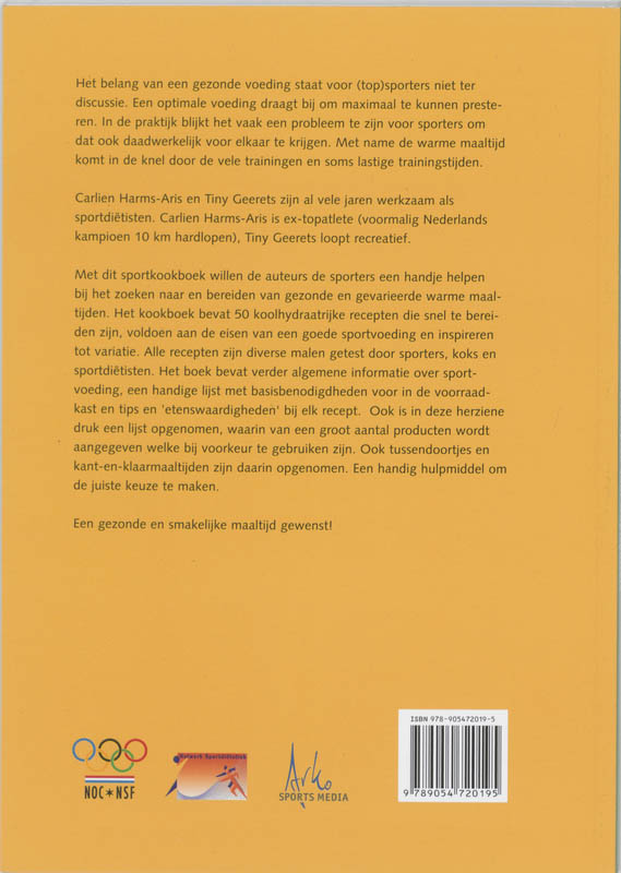 Achterkant van Sportkookboek