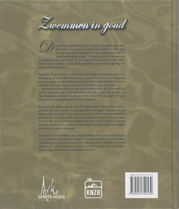Achterkant van Zwemmen in goud