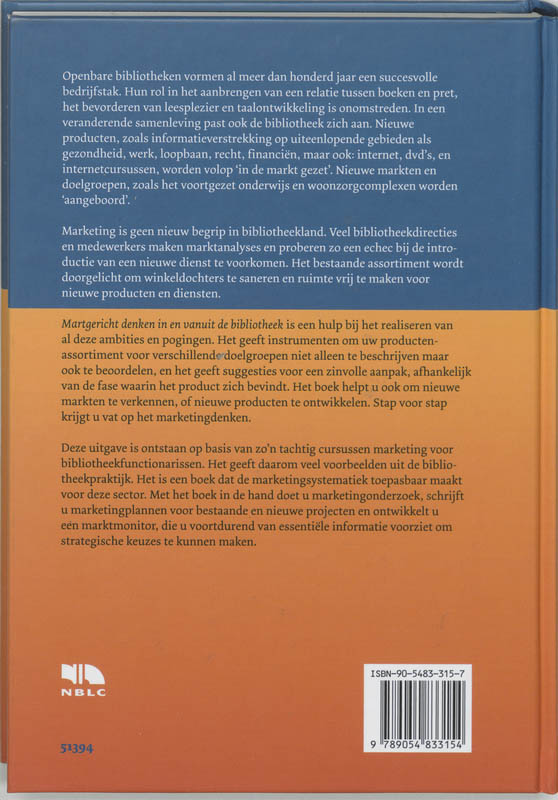Achterkant van Marktgericht denken in en vanuit de bibliotheek