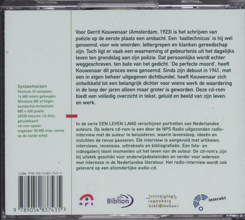 Achterkant van Gerrit Kouwenaar