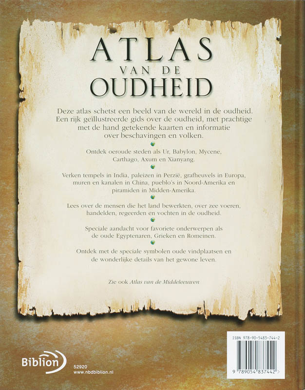 Achterkant van Atlas van de oudheid