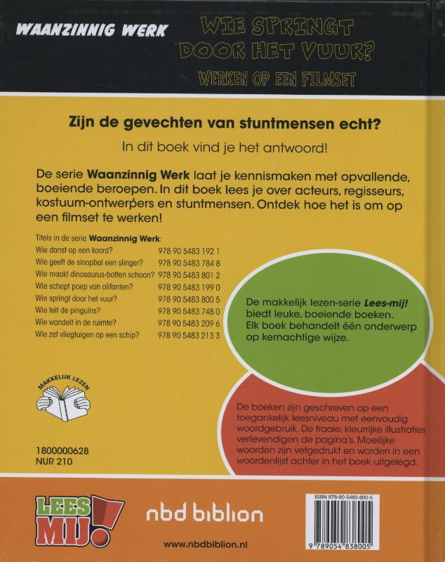 Achterkant van Wie springt door het vuur?