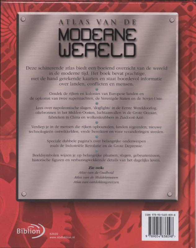 Achterkant van Atlas van de moderne wereld