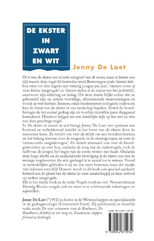 Achterkant van De ekster, in zwart en wit