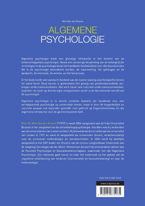 Achterkant van Algemene psychologie