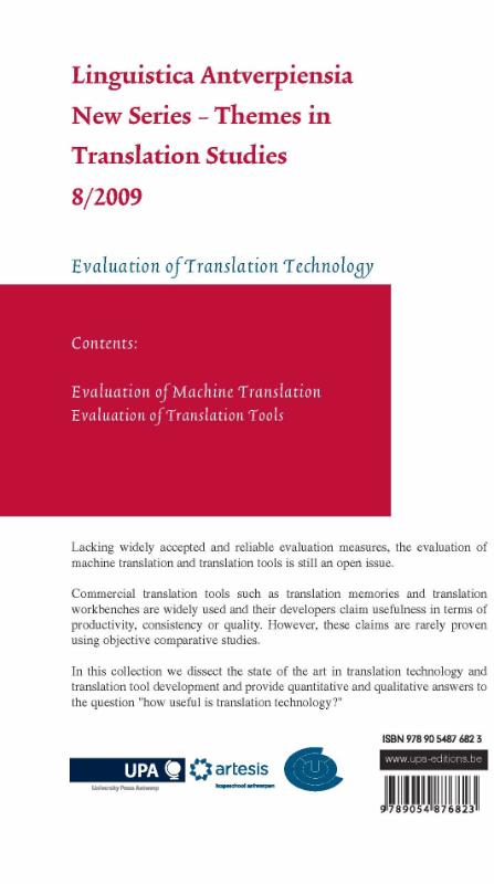 Achterkant van Evaluation of Translation Technology