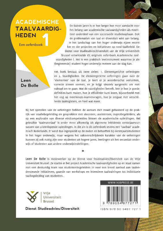 Achterkant van Academische Taalvaardigheden I
