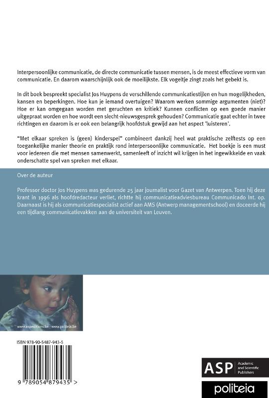 Achterkant van Met elkaar spreken is (geen) kinderspel