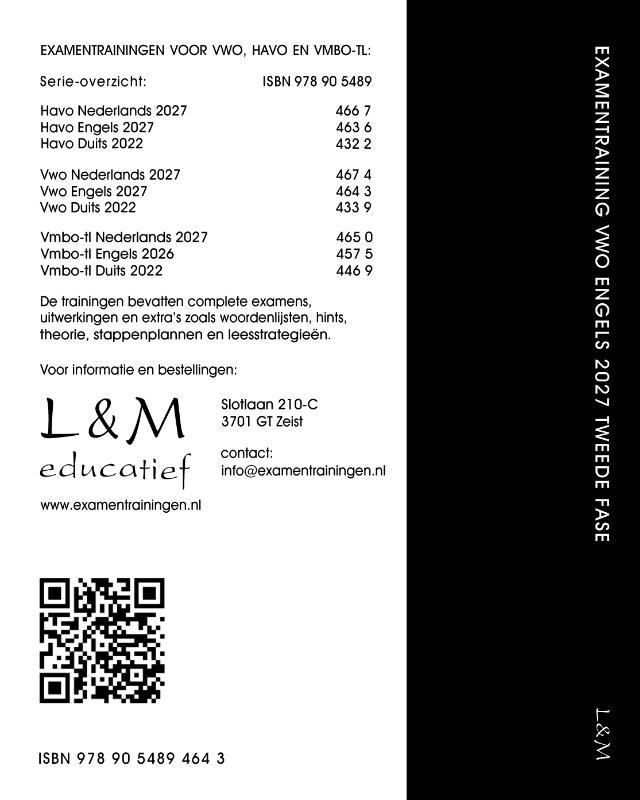 Achterkant van Examentraining Vwo Engels 2027