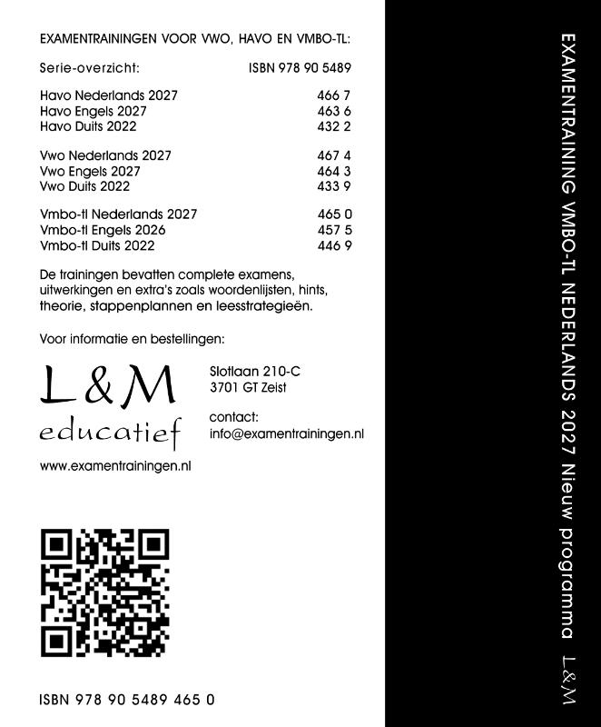 Achterkant van Examentraining Vmbo-tl Nederlands 2027