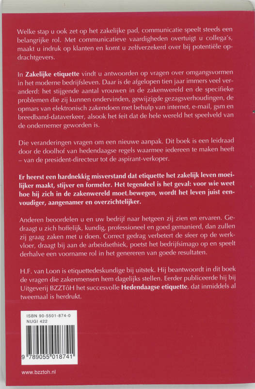 Achterkant van Zakelijke etiquette