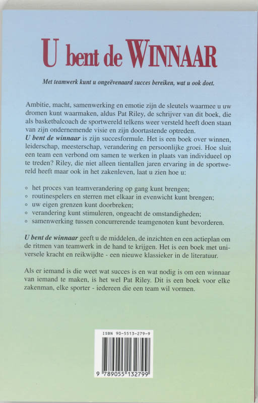 Achterkant van U bent de winnaar