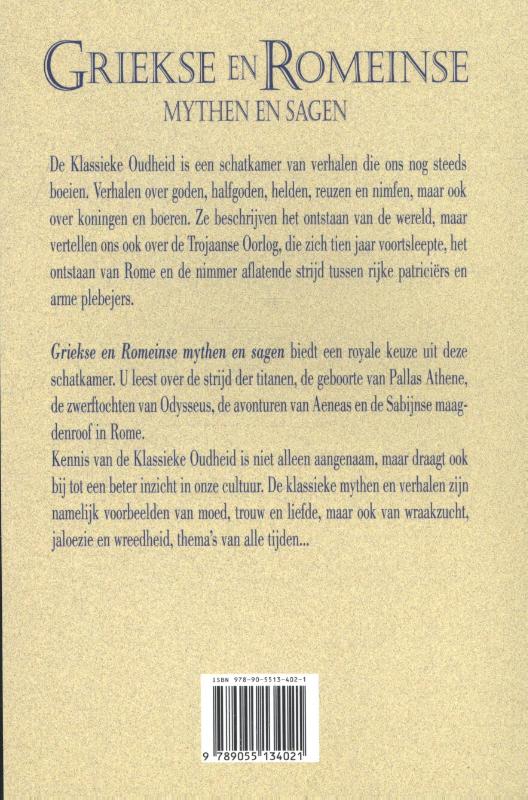 Achterkant van Griekse en Romeinse mythen en sagen