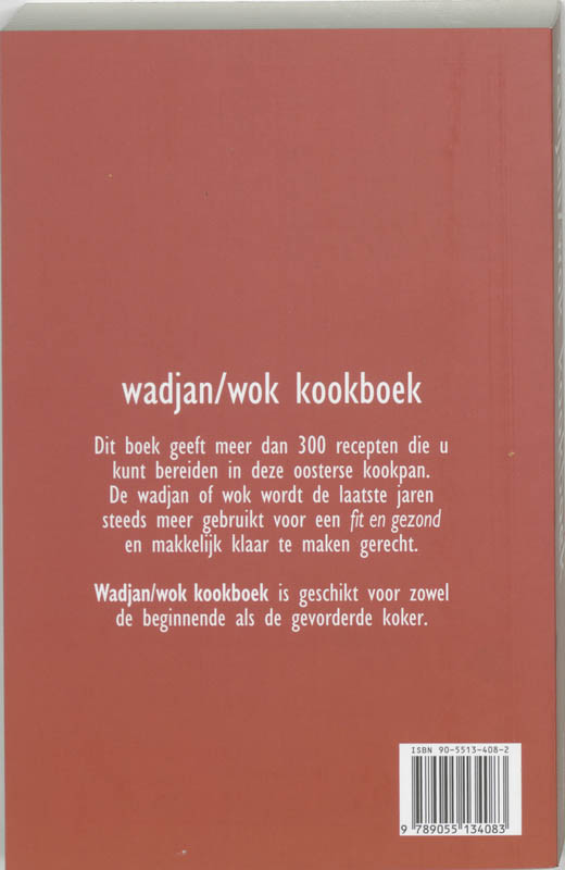 Achterkant van Wadjan/wok kookboek