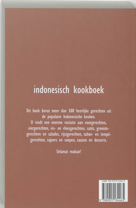 Achterkant van Indonesisch kookboek